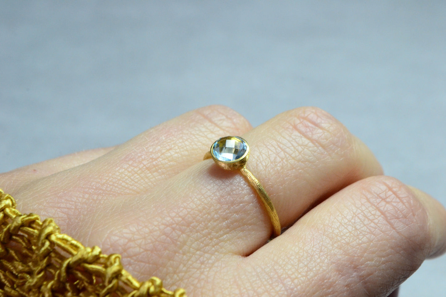 Solitaire Aquamarine Ring 14K Gold Engagement Promise Gemstone Minimalist March Birthstone Ring