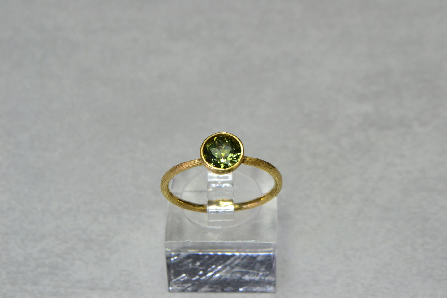 Green Tourmaline Ring 14K Gold Round Gemstone Solitaire Promise Ring Engagement Wedding October Birthstone