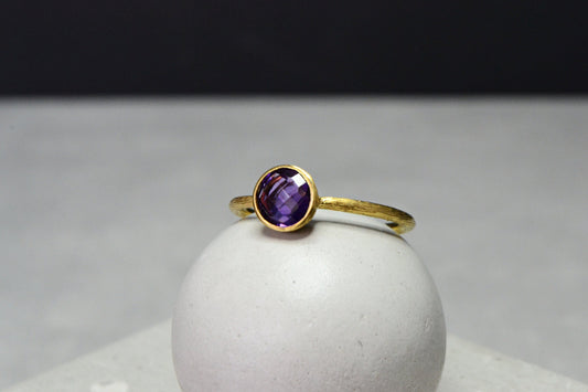 14K Gold Amethyst Ring Engagement Promise February Birthstone Gemstone Ring