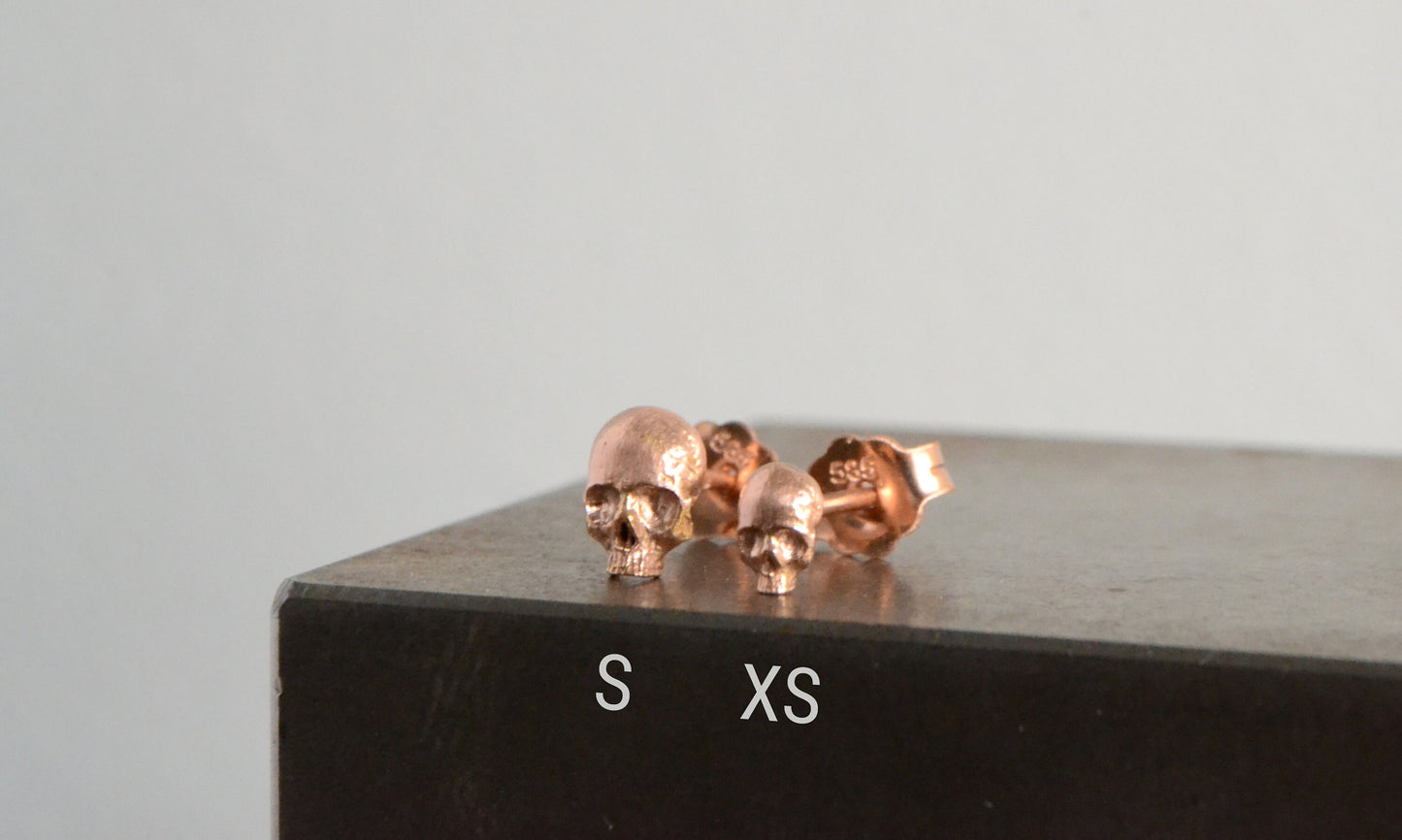 Skull Earrings Studs 14k Rose Gold Wedding Earrings