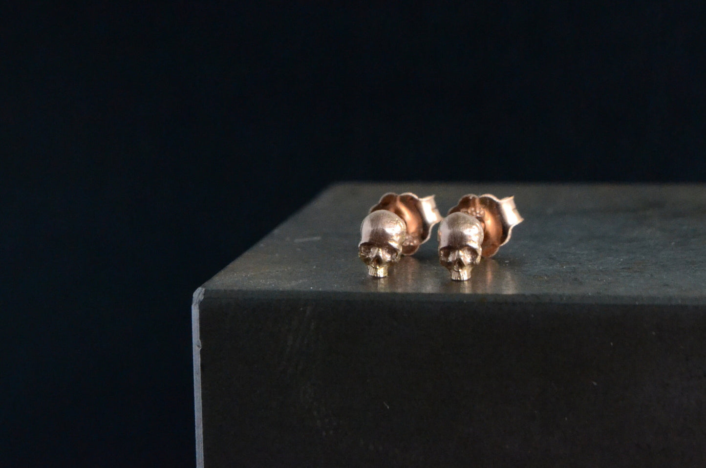 Skull Earrings Studs 14k Rose Gold Wedding Earrings