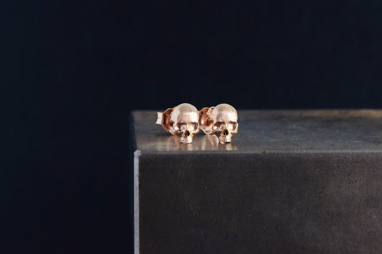 Skull Earrings Studs 14k Rose Gold Wedding Earrings