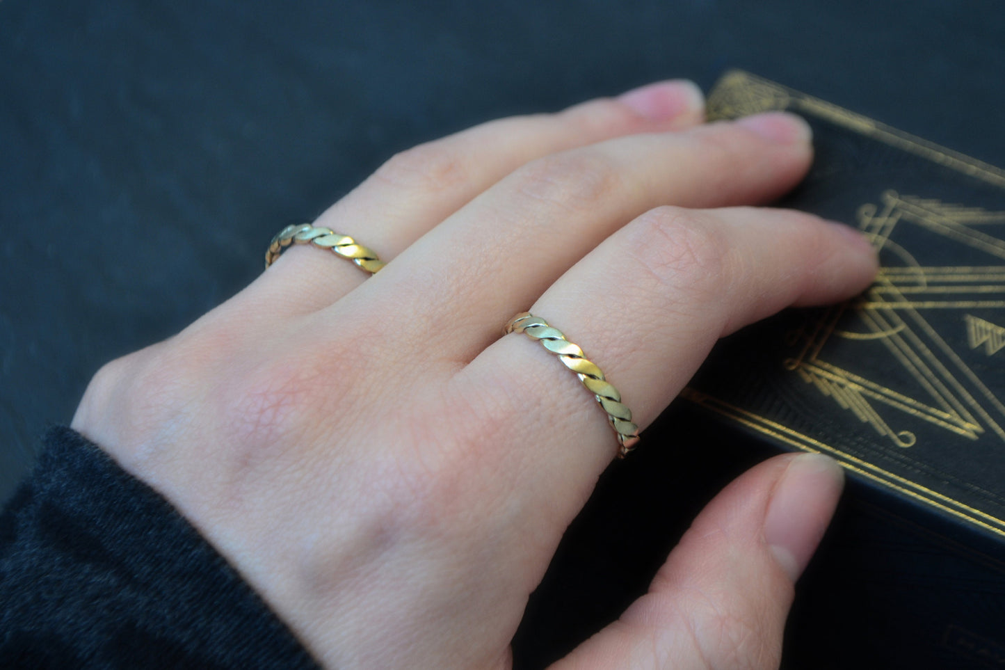 14k Gold Couples Ring Set Or Single Wedding Band Weaved Braided Rings, Matching His & Hers Rings Celtic Ring