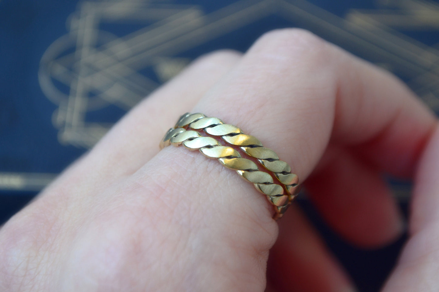 14k Gold Couples Ring Set Or Single Wedding Band Weaved Braided Rings, Matching His & Hers Rings Celtic Ring