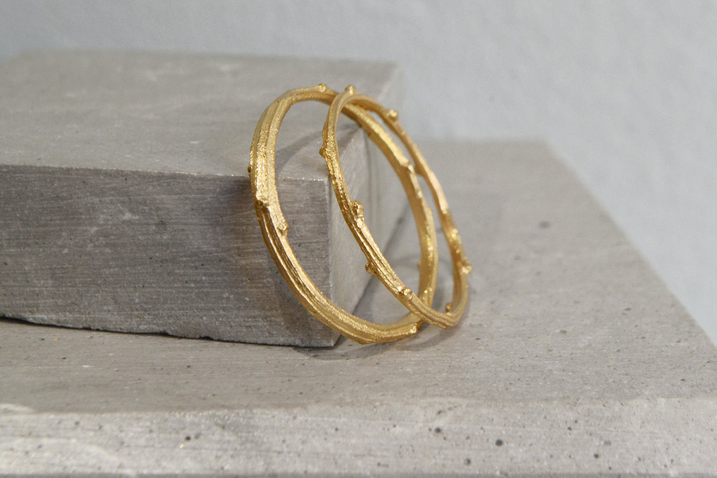 14k Gold Twig Ring Dainty Wedding Band single or set