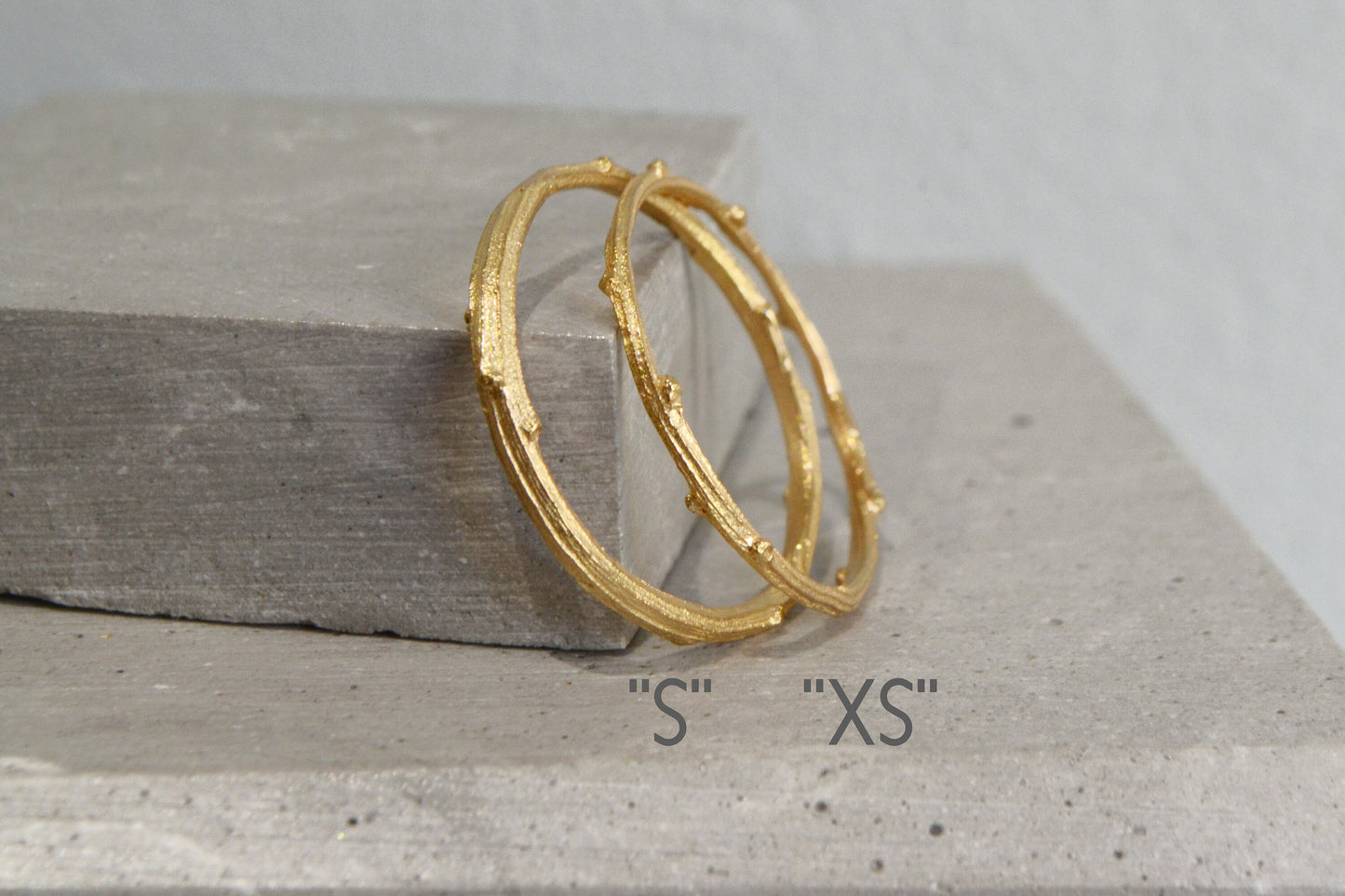 14k Gold Twig Ring Dainty Wedding Band single or set