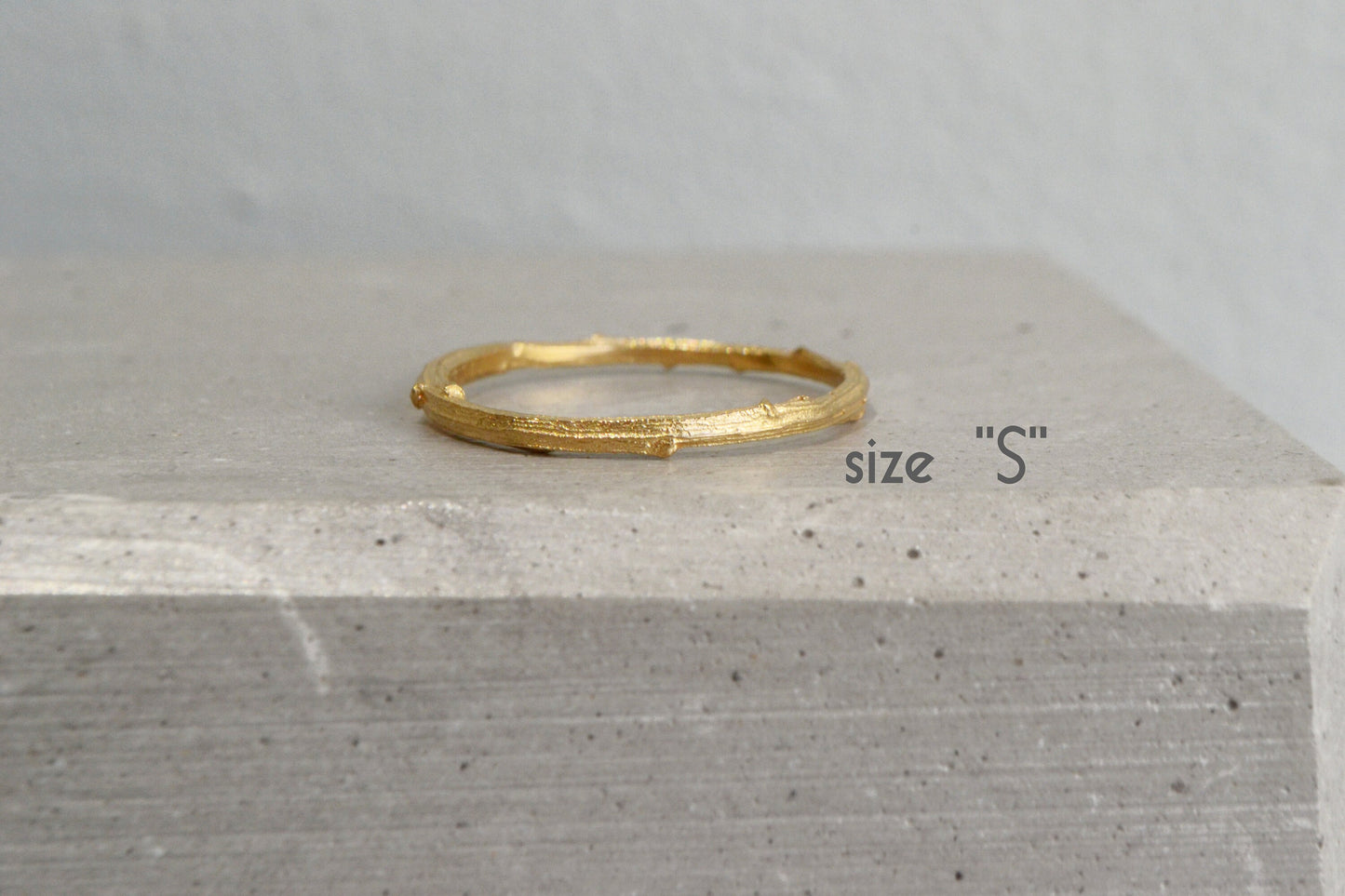 14k Gold Twig Ring Dainty Wedding Band single or set