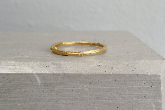 14k Gold Twig Engagement Ring Wedding Band Botanical Jewelry