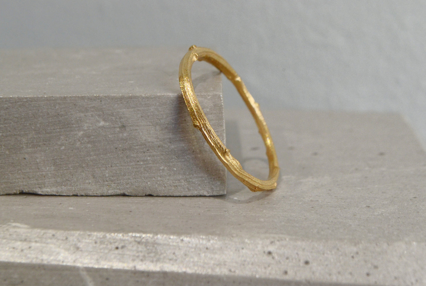 14k Gold Twig Engagement Ring Wedding Band Botanical Jewelry