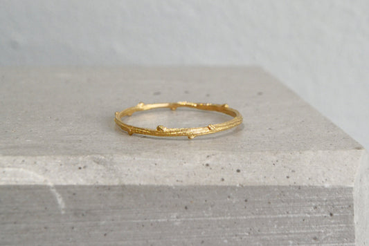 14k Gold Thin Twig Engagement Ring Eternity Stacking Band