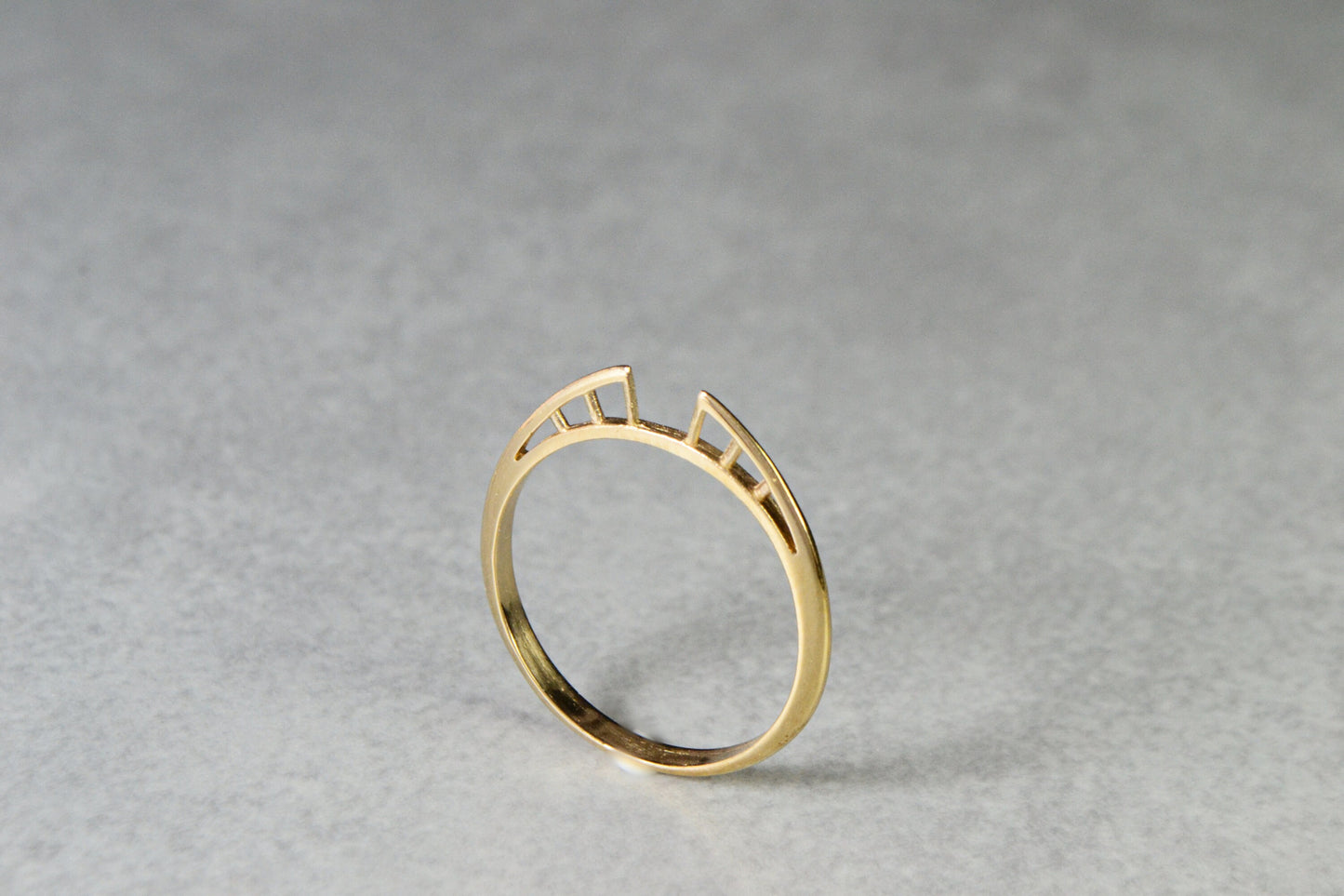 14k Gold Modern Minimalist Ring Wedding Band Architectural Geometric Jewelry