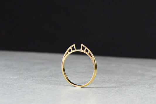 14k Gold Modern Minimalist Ring Wedding Band Architectural Geometric Jewelry