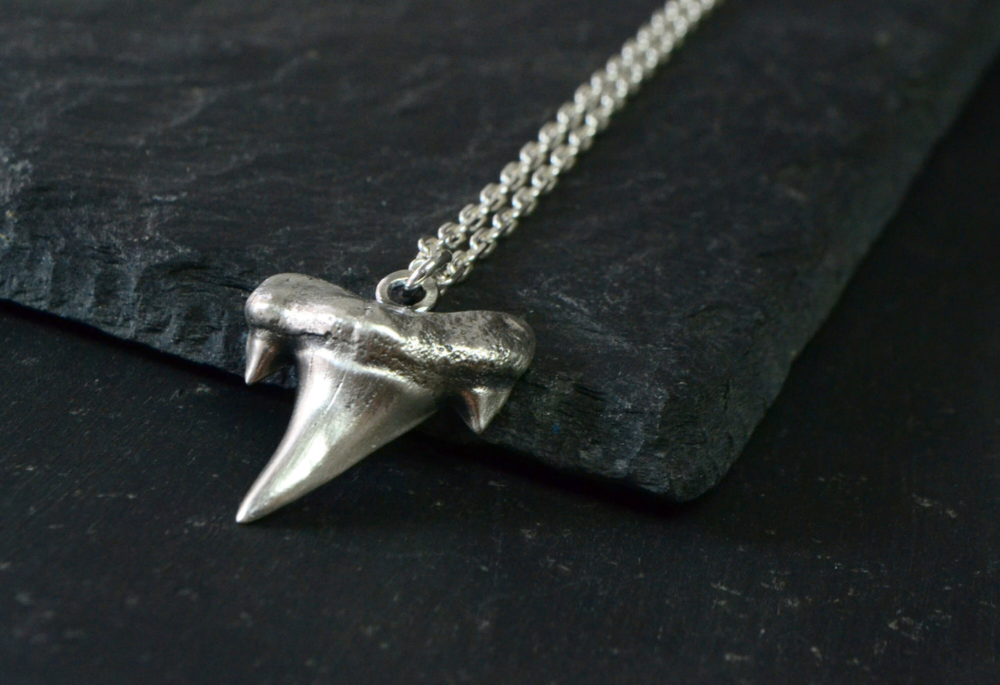 Sterling Silver, Surfer Necklace, Shark Tooth Necklace, Gift for Surf Lovers Husband Boyfriend, Beach Jewelry