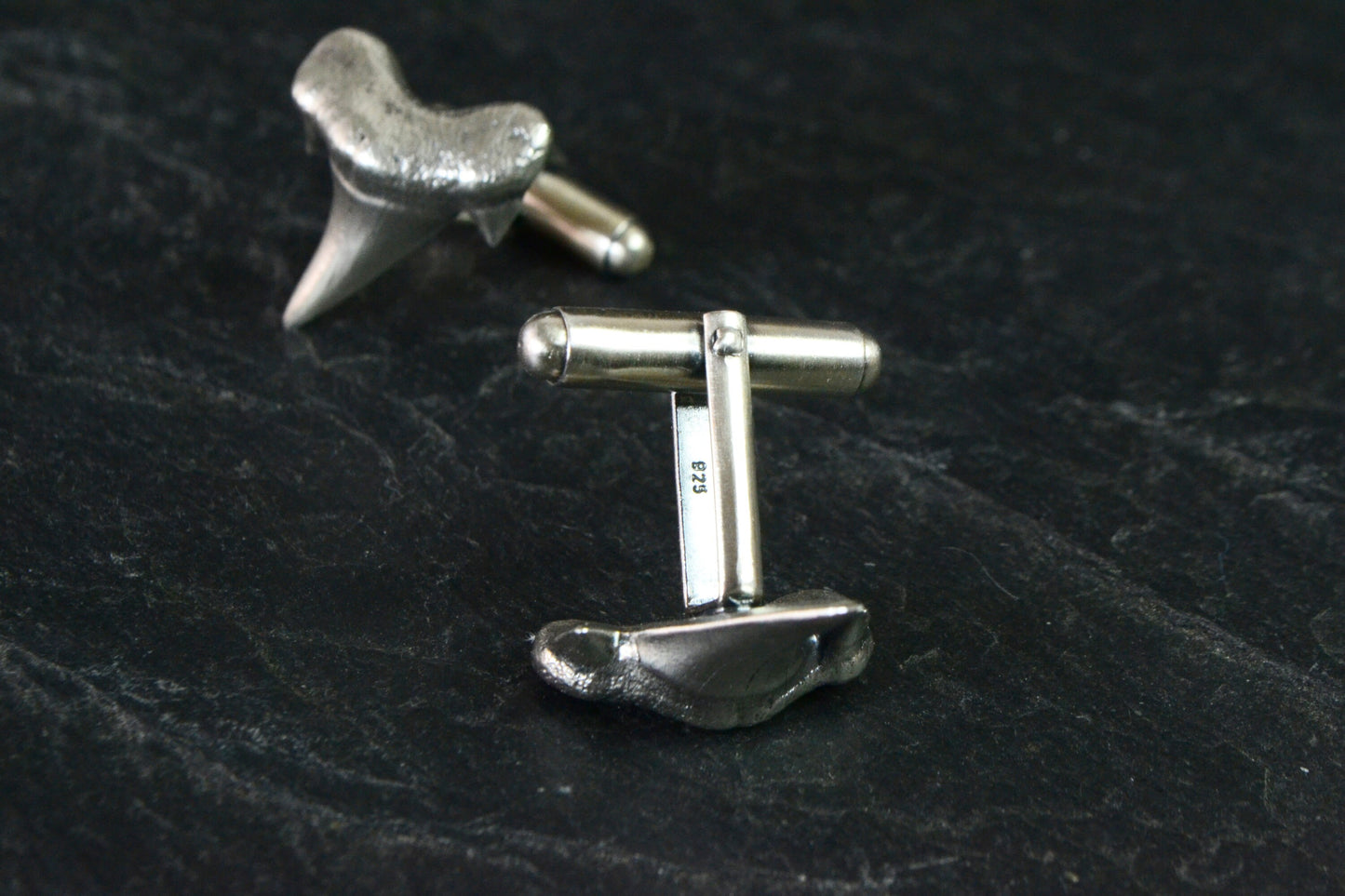 Surfer Shark Tooth Cufflinks 925 Sterling Silver Shark Cuff Links Wedding Mens Gift Beach Jewelry