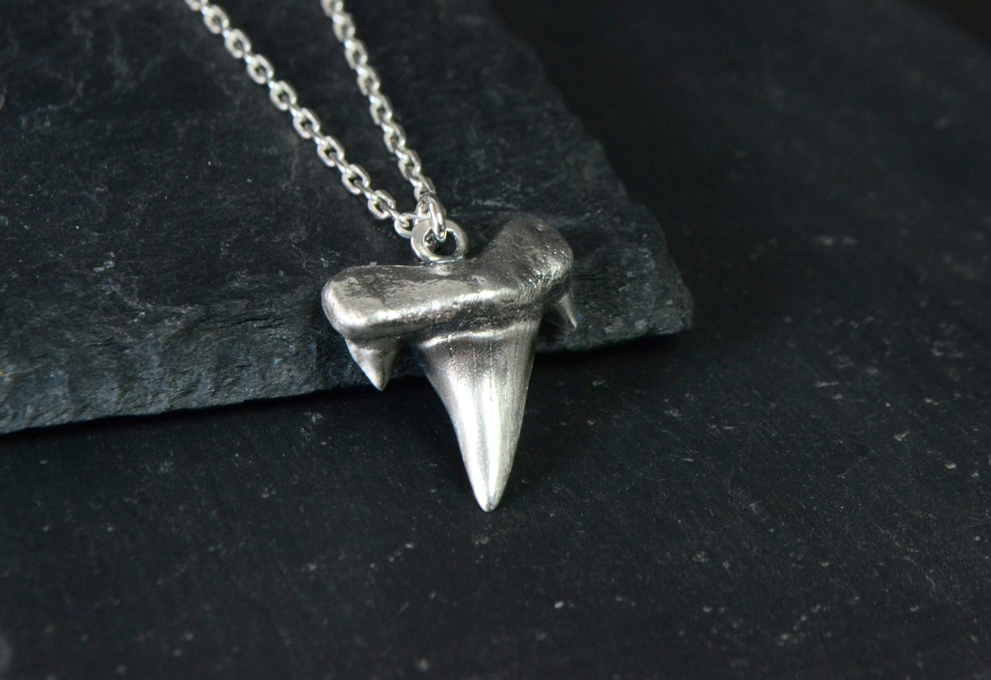 Sterling Silver, Surfer Necklace, Shark Tooth Necklace, Gift for Surf Lovers Husband Boyfriend, Beach Jewelry