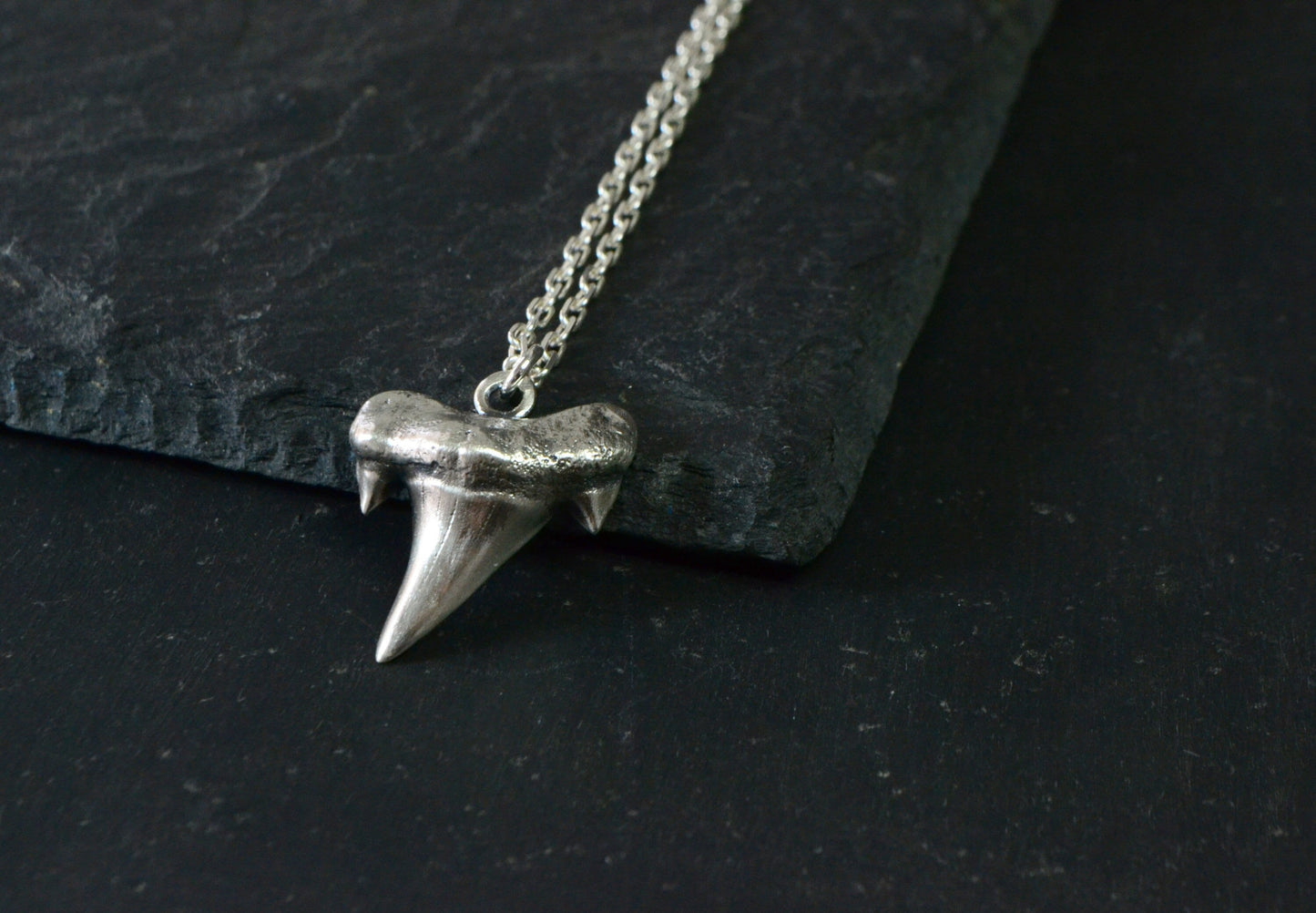 Sterling Silver, Surfer Necklace, Shark Tooth Necklace, Gift for Surf Lovers Husband Boyfriend, Beach Jewelry