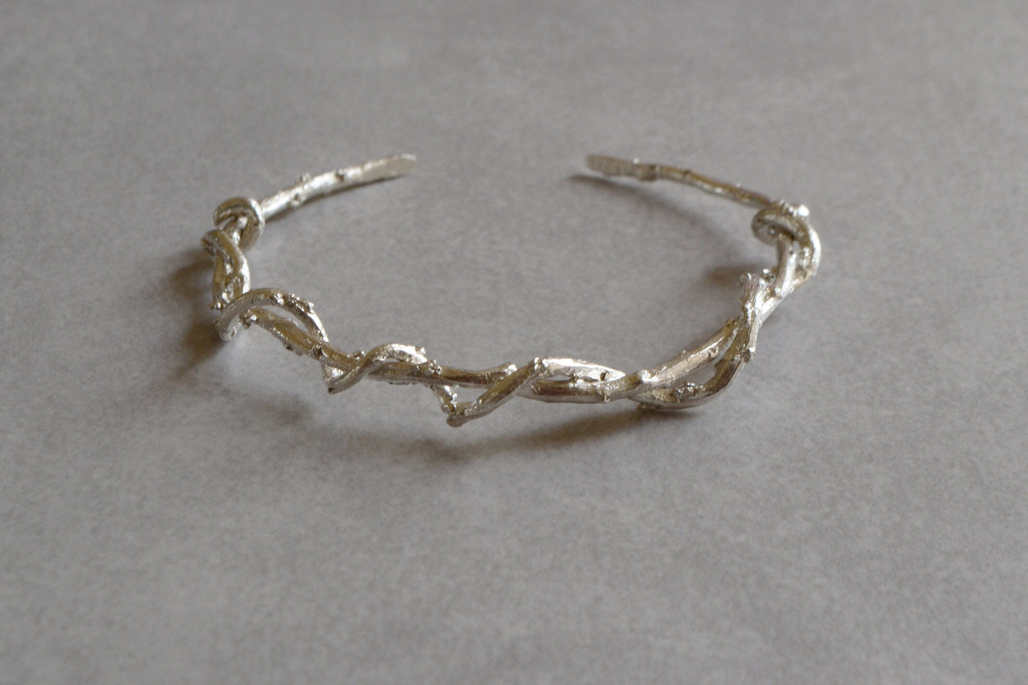 Twig Bracelet, Sterling silver Tree Branch Bracelet, Elven Bangle Bracelet, Wedding Cuff Bracelet Woodland