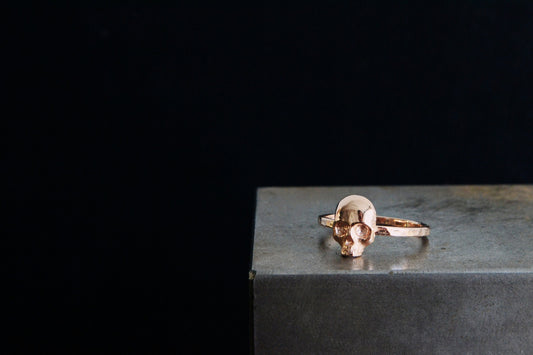 14k Rose Gold Skull Ring Gothic Wedding Ring Engagement Promise Ring