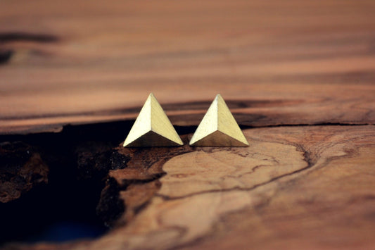 Mens Pyramid Stud Earrings Sterling Silver,Triangle Earring Faceted Studs, Silver Pyramid Earrings, Mens Jewelry,Triangle Pyramid Jewelry