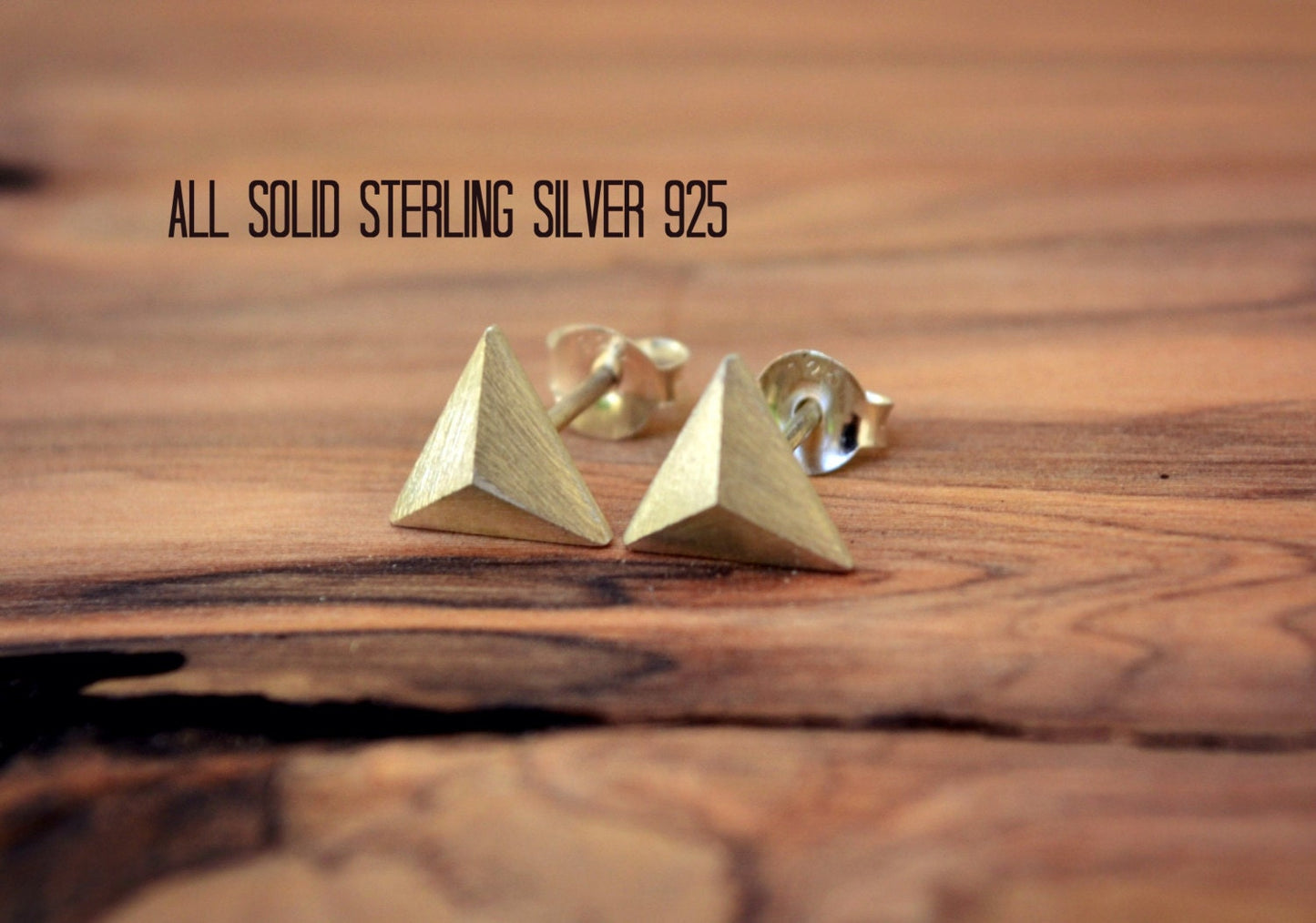 Mens Pyramid Stud Earrings Sterling Silver,Triangle Earring Faceted Studs, Silver Pyramid Earrings, Mens Jewelry,Triangle Pyramid Jewelry