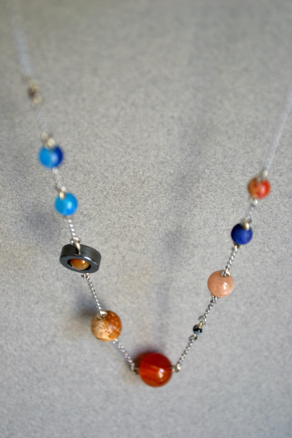 Planets Necklace, Solar System Necklace, Space Jewelry, Galaxy Necklace, Stainless Steel Chain Necklace Gemstones Geek Astronomy Astrology