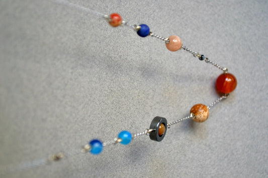 Planets Necklace, Solar System Necklace, Space Jewelry, Galaxy Necklace, Stainless Steel Chain Necklace Gemstones Geek Astronomy Astrology