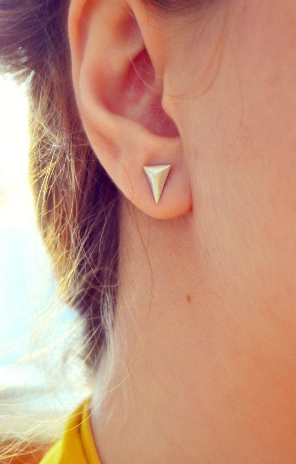 Sterling Silver Spike Stud Earrings, Mens Earrings, Pyramid Earrings, Triangle Earring, Edgy Stud Earrings, Tribal Minimal Earrings