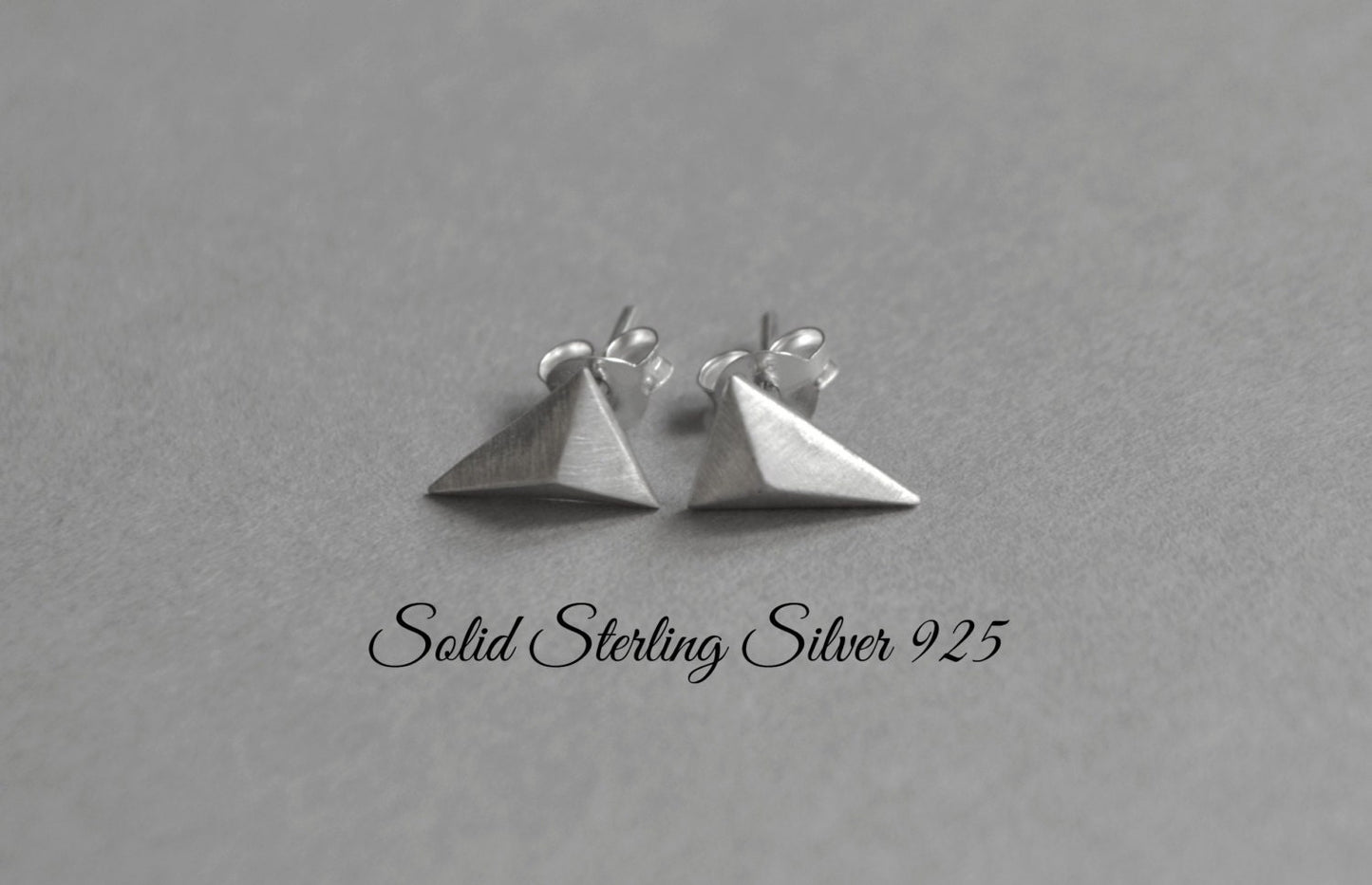 Sterling Silver Spike Stud Earrings, Mens Earrings, Pyramid Earrings, Triangle Earring, Edgy Stud Earrings, Tribal Minimal Earrings