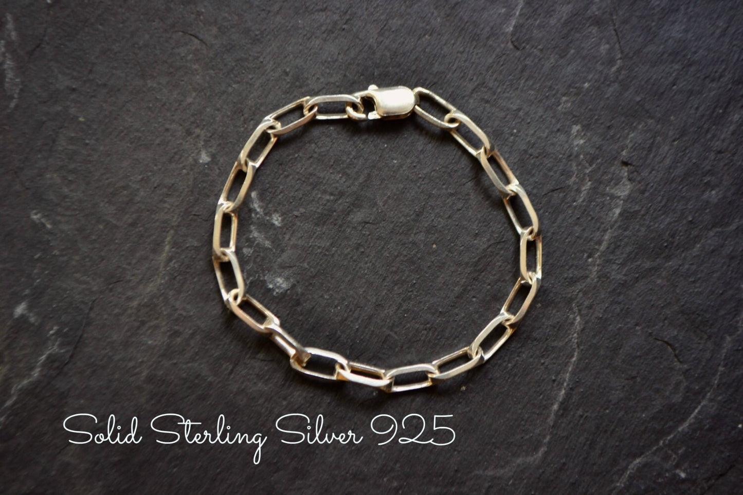 Mens Bracelet, Sterling Silver Link Chain Bracelet, Mens Jewelry, Mens Silver Biker Jewelry Rocker Gift